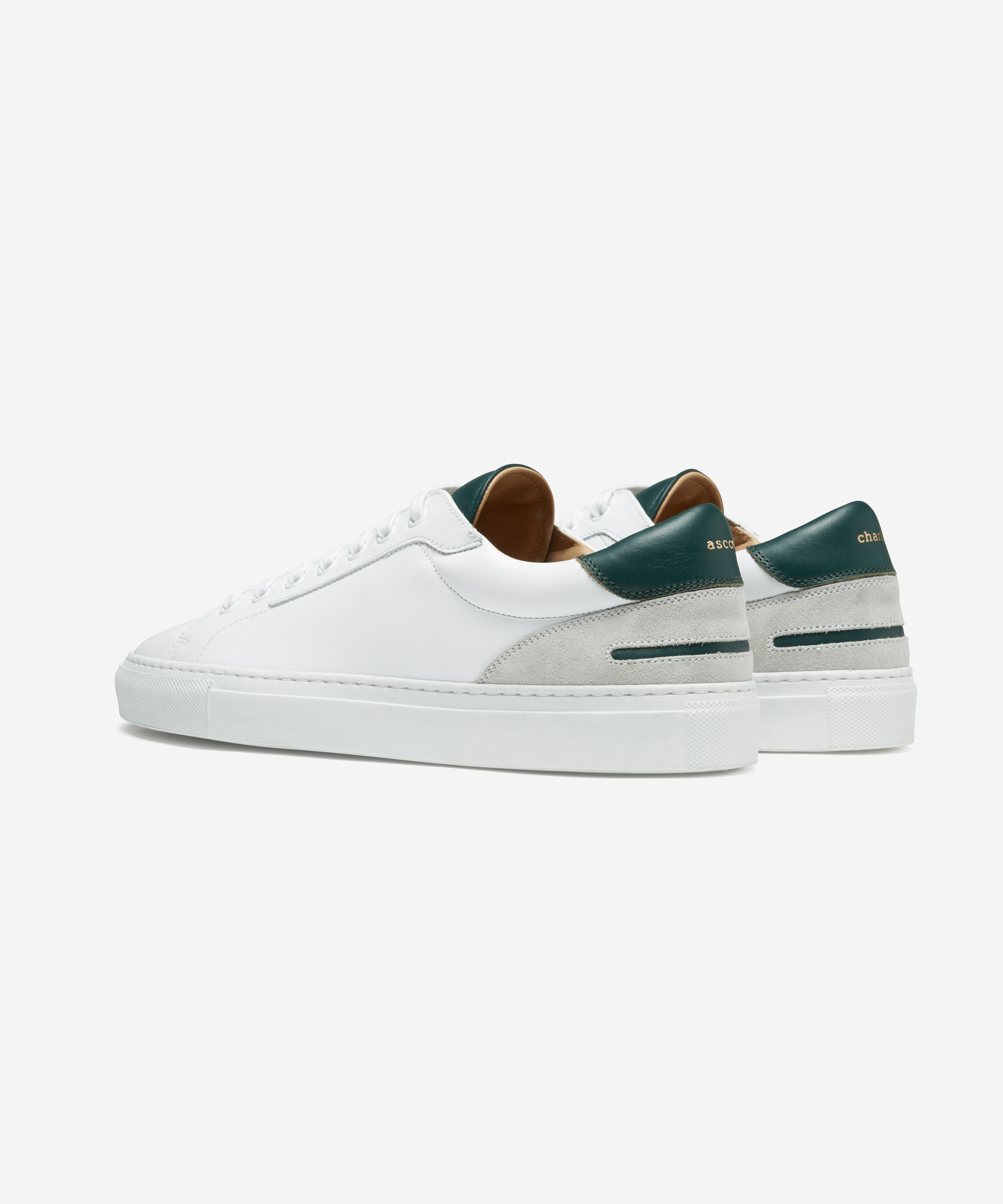 White sneakers sales with green back